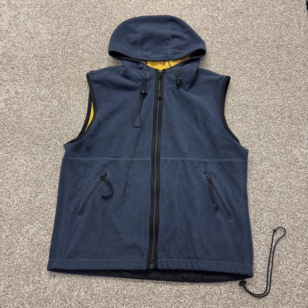 Y2K Gap Vest Mens Large Blue Fleece Hooded Full Zip Lined Hiking Outdoor Casual